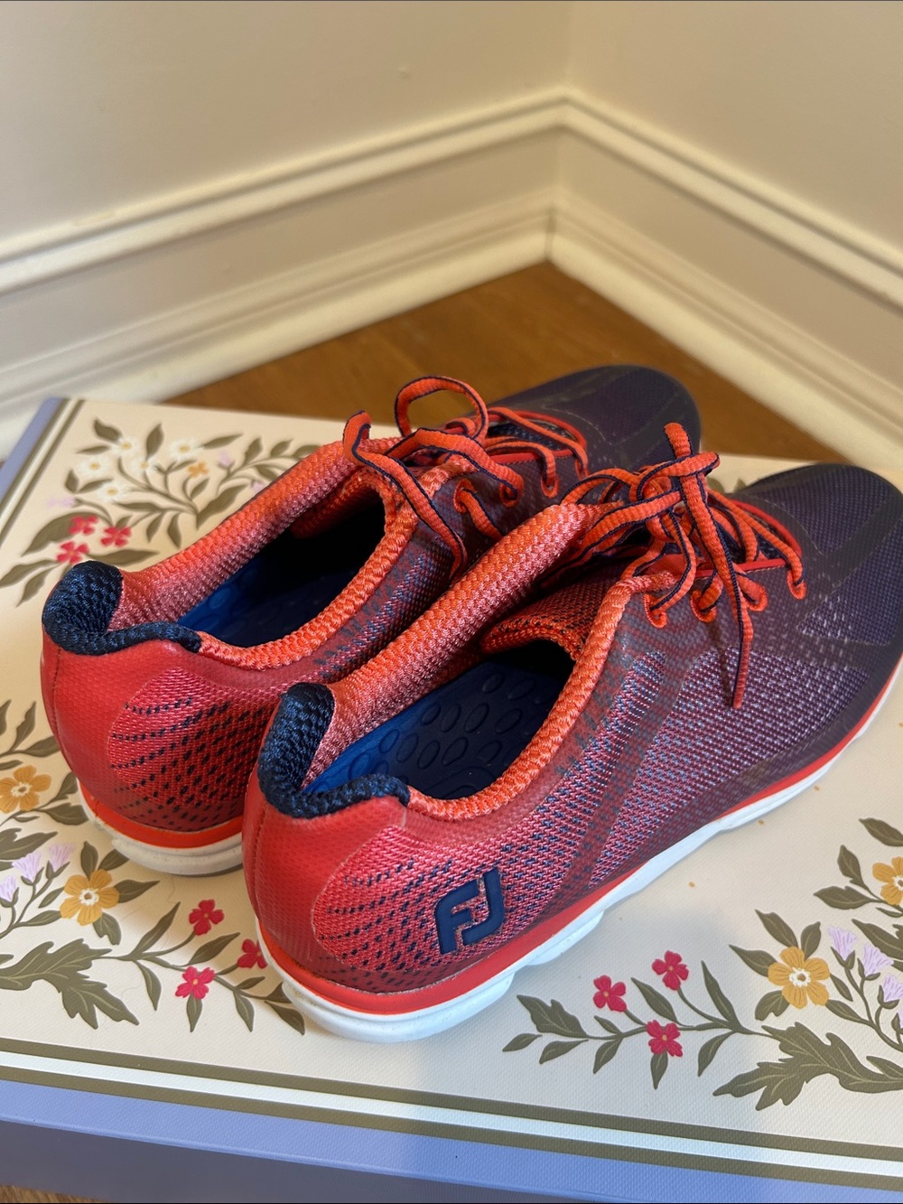 FootJoy Red and Navy Knit Slip-On Golf Sneakers